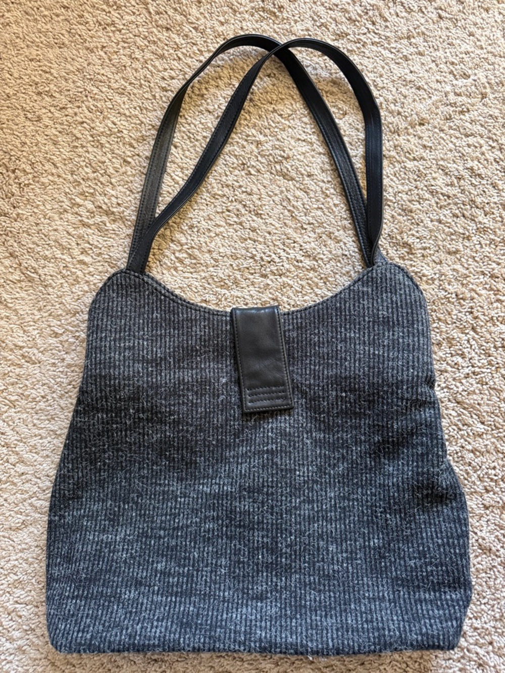 Maxx New York Gray Ribbed Shoulder Tote Bag